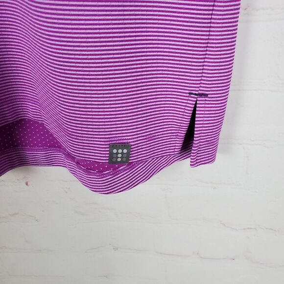TITLE NINE Layli Cowl Neck Short Sleeve Dress Sz L Purple Striped Active Casual - Picture 5 of 12